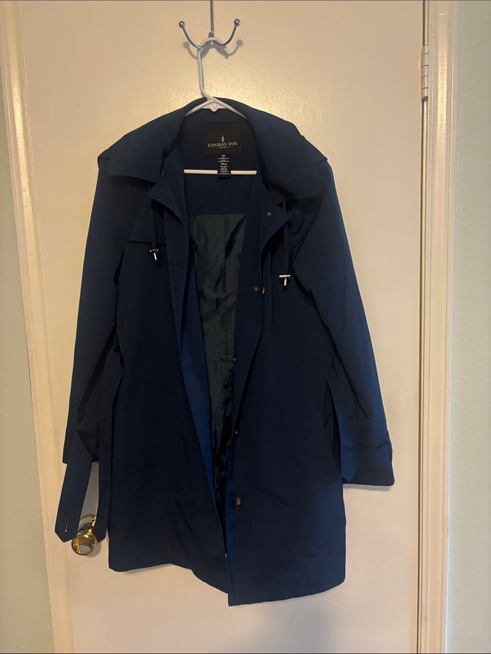 London Fog Women's Dark Navy Trench Coat with Hood